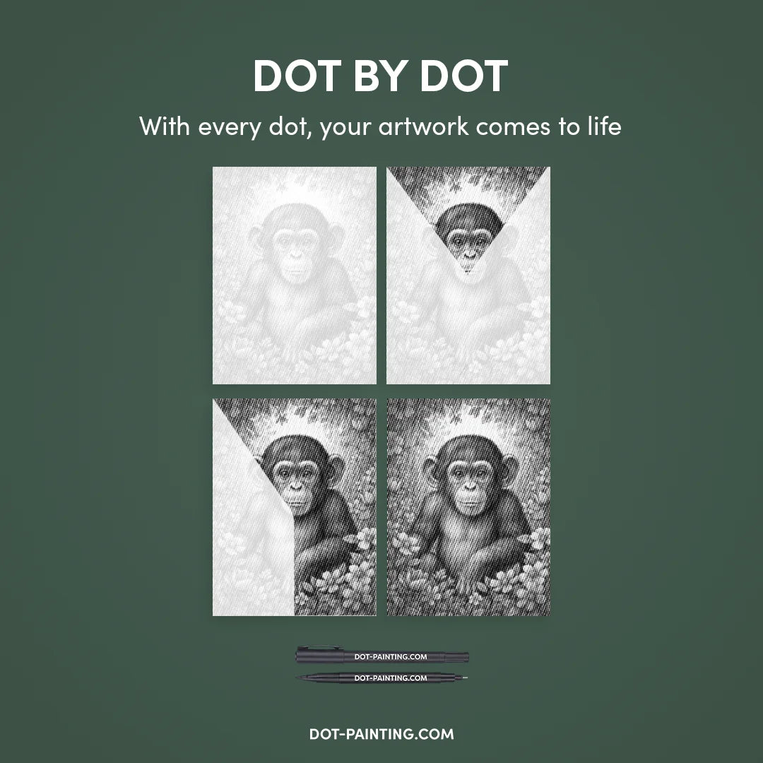 Apa med blommor Dot målning